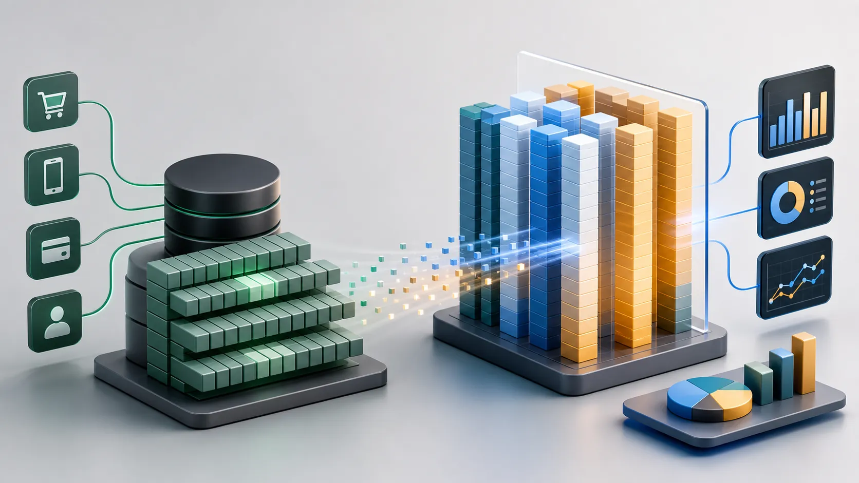 Operational database flowing into an analytics warehouse